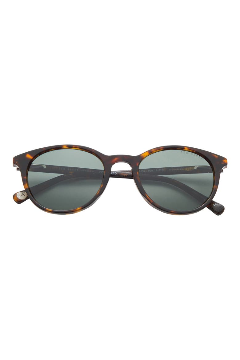 51mm Polarized Round Sunglasses, Main, color, TORTOISE