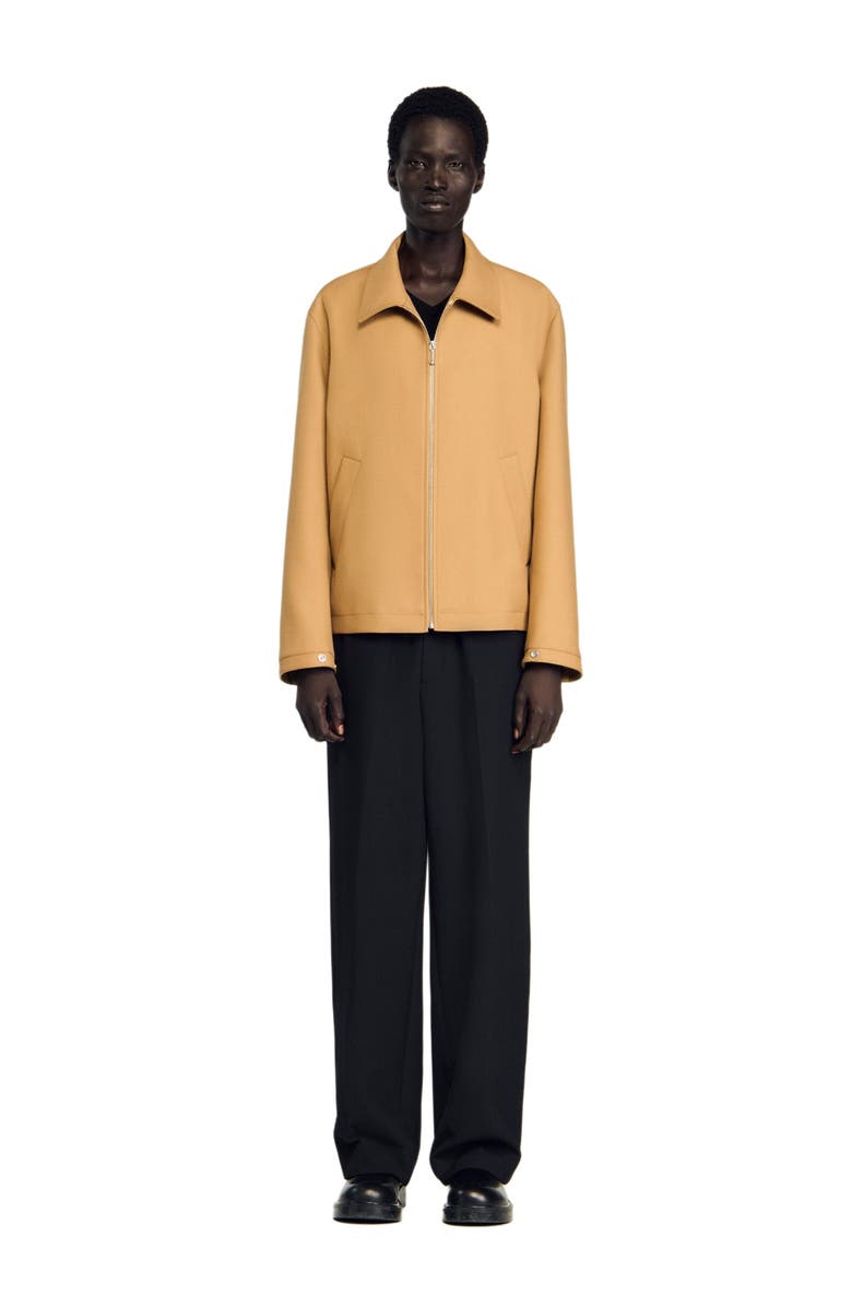 SANDRO Zip-up jacket, Alternate, color, Camel