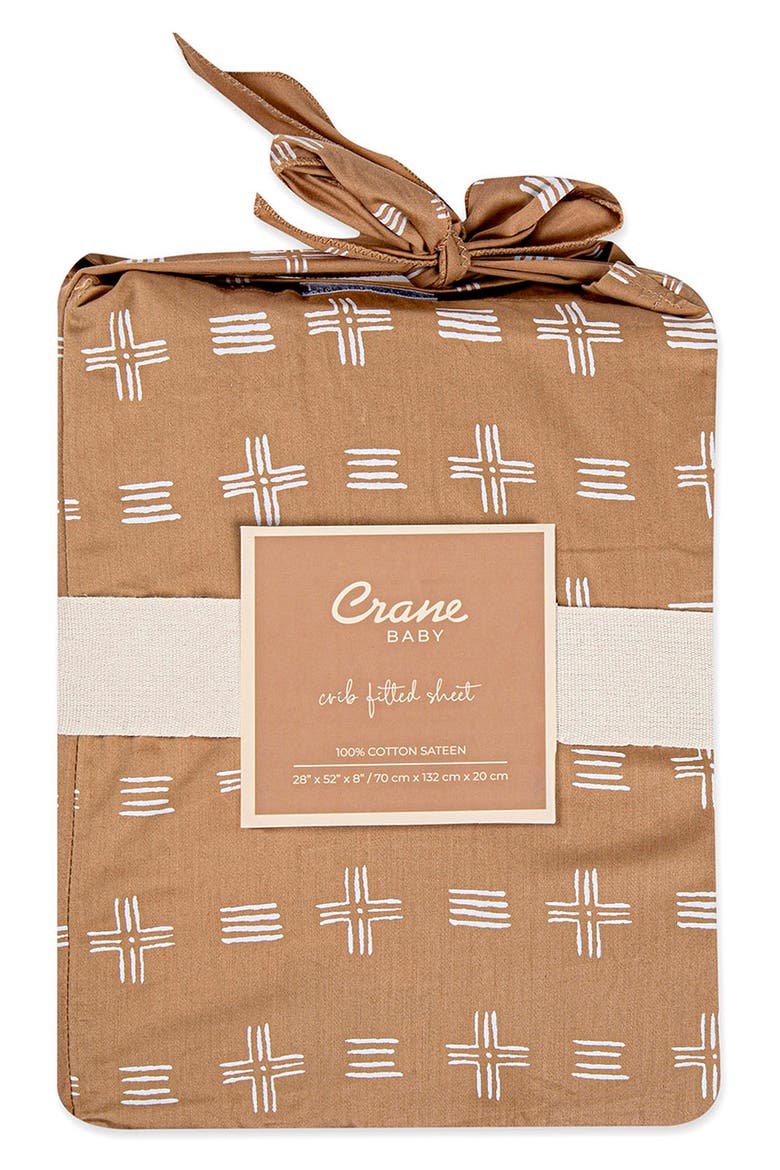Cotton Sateen Fitted Crib Sheet, Alternate, color, COPPER DASH