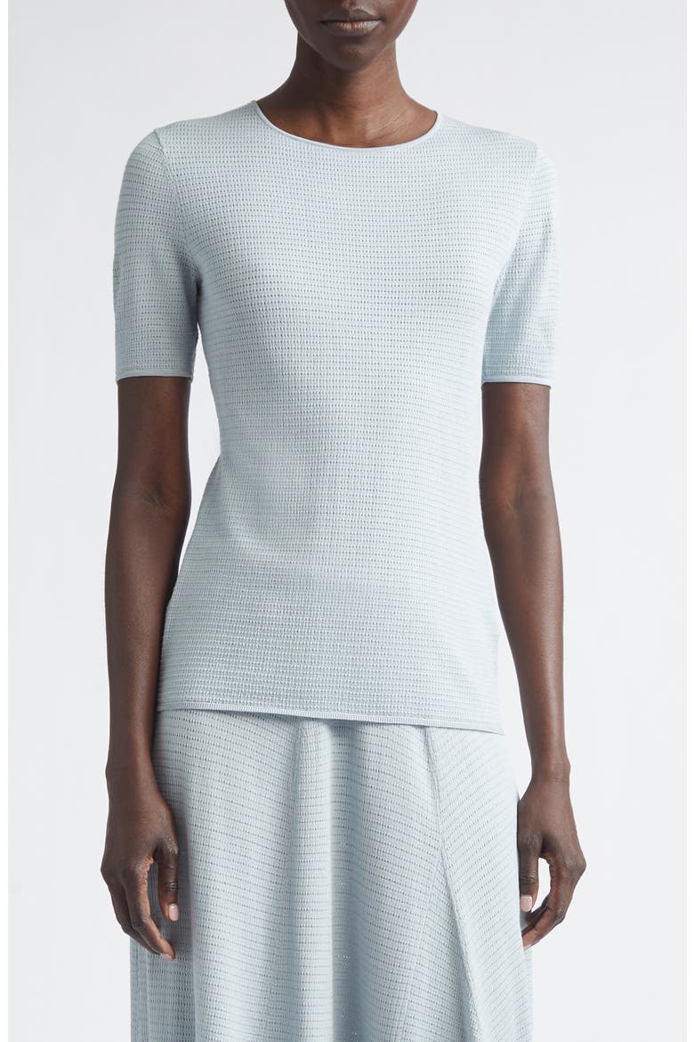Textured Stitch Short Sleeve Sweater, Main, color, VENETIAN SKY