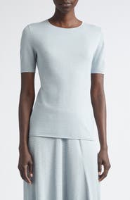 Lafayette 148 New York Textured Stitch Short Sleeve Sweater