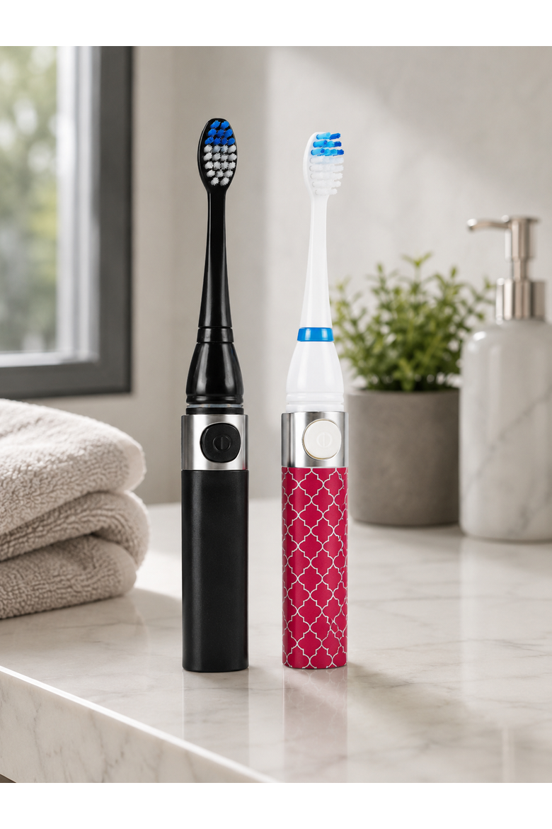 Black & Pink Portable Sonic Toothbrush Set, Alternate, color, Multicolor