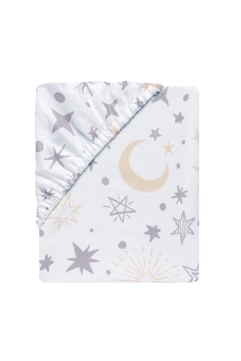 Goodnight Moon 100% Cotton Fitted Crib Sheet - Moon/Stars, Alternate, color, White