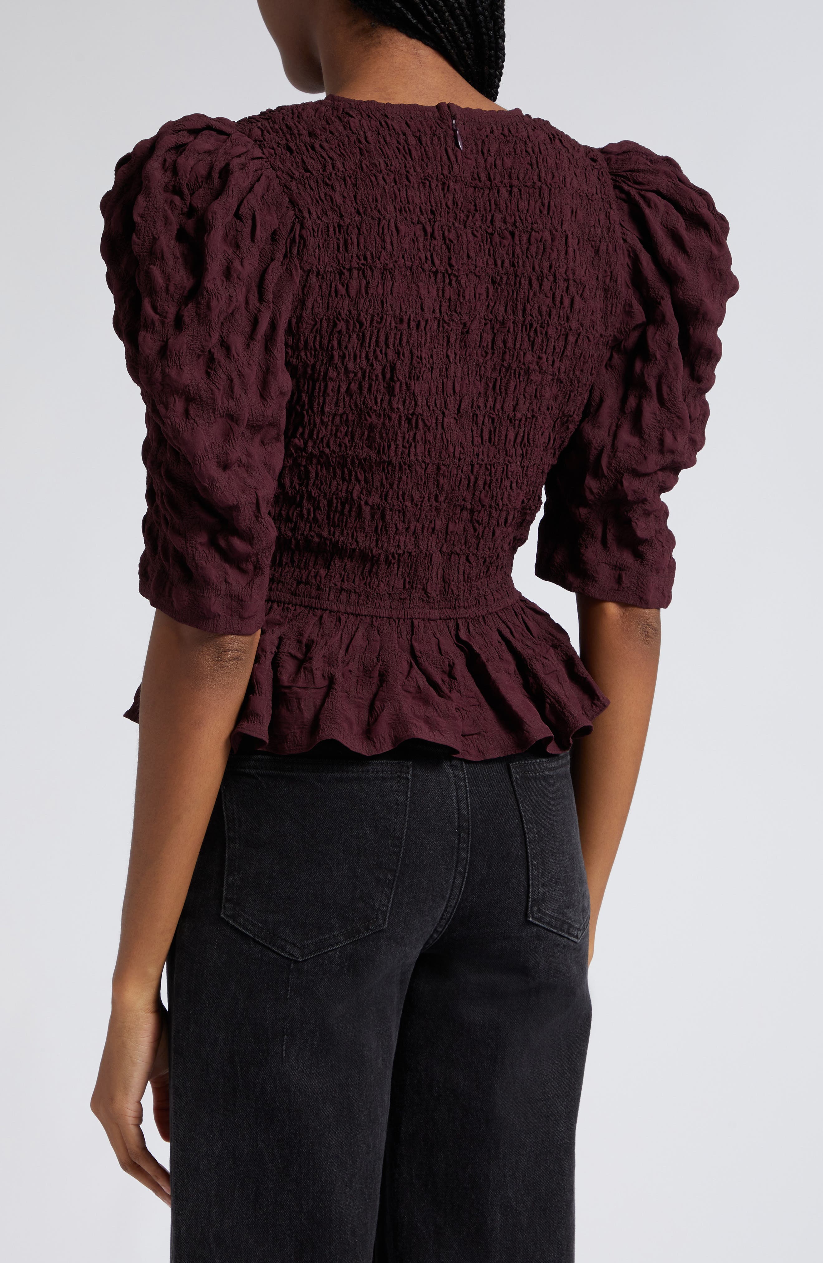 Piero Puff Sleeve Seersucker Top - image 2