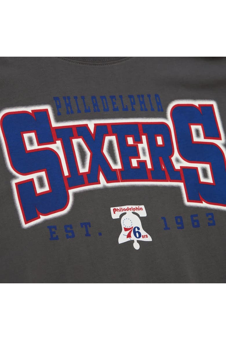 Women's Mitchell & Ness Charcoal Philadelphia 76ers Hardwood Classics Oversized Boyfriend T-Shirt, Alternate, color, Charcoal