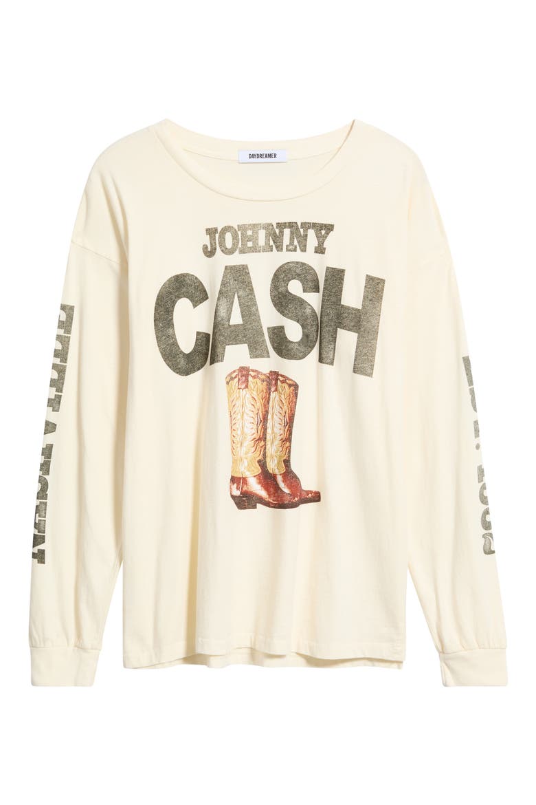 Johnny Cash 1932 Boots Long Sleeve Graphic Tee, Alternate, color, STONE VINTAGE