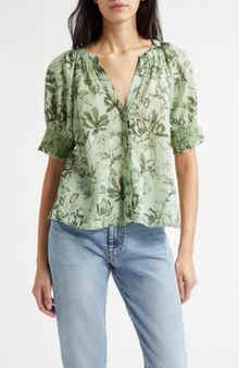 Thalia Floral Cotton Puff Sleeve Top