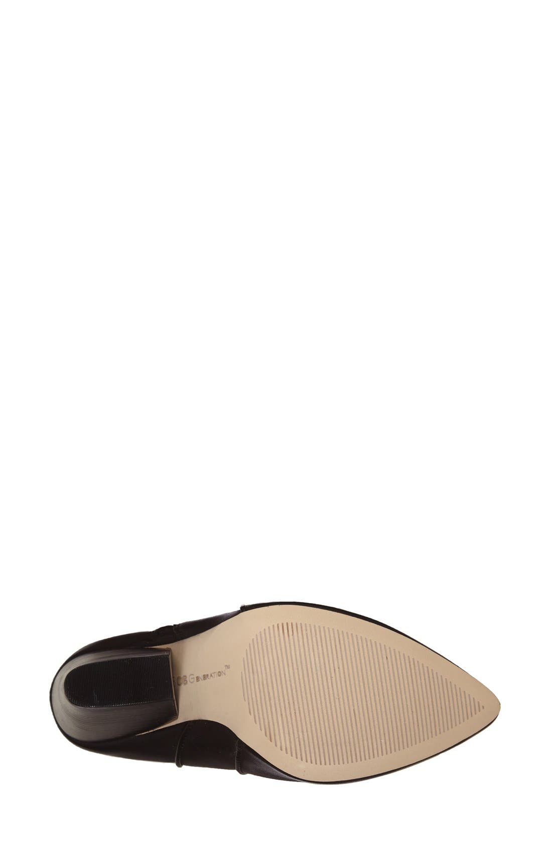 'Jules' Pointy Toe Leather Bootie, Alternate, color, BLACK