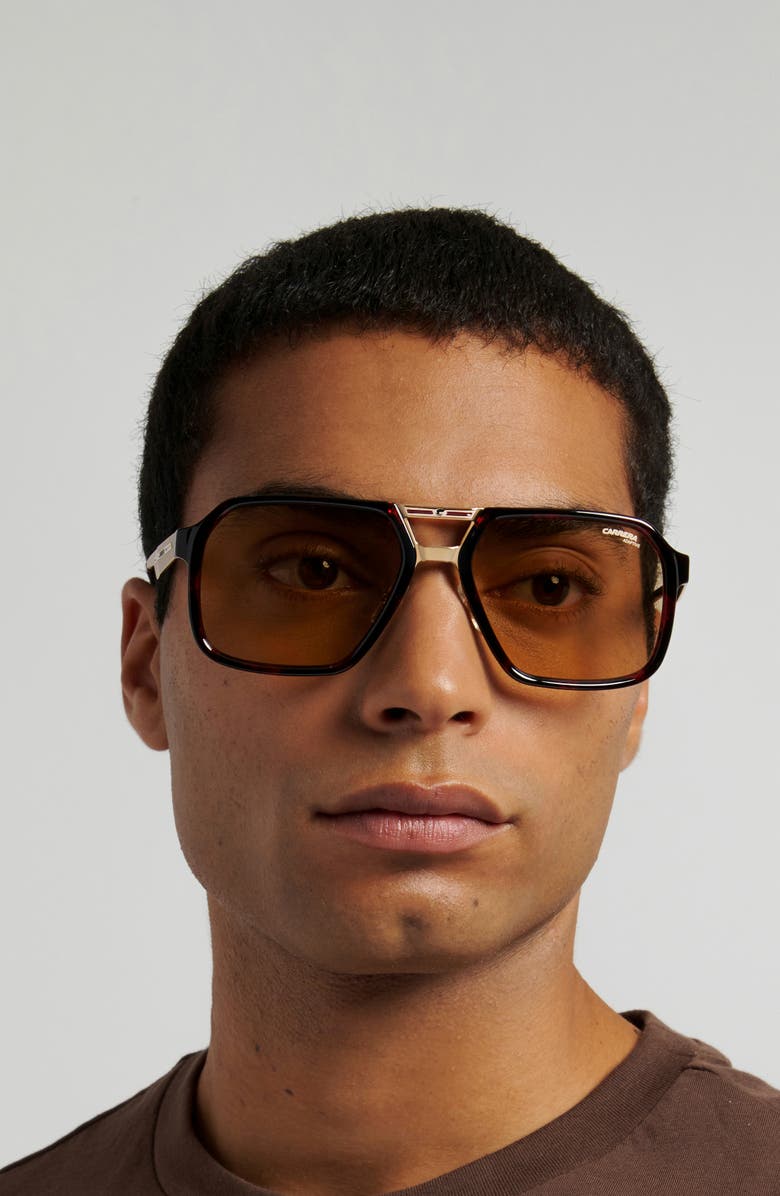 Carrera Eyewear Victory 59mm Photochromic Square Sunglasses, Alternate, color, Red Havana/ Brw Ft Ar