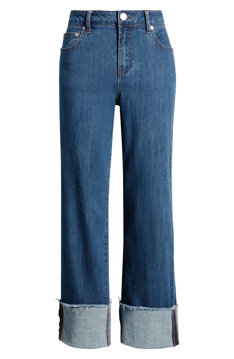 1822 Denim Cuffed Raw Hem Mid Rise Straight Leg Jeans, Alternate, color, Selma