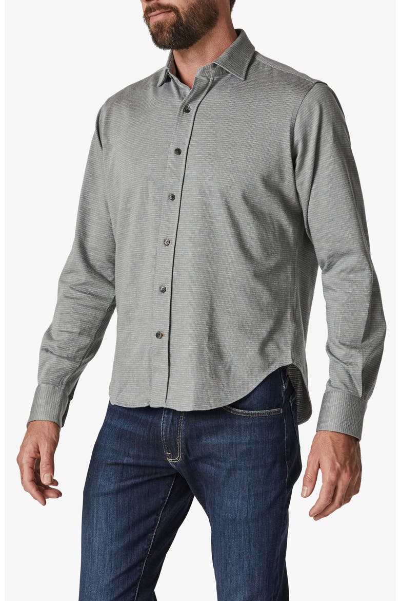 Structured Micropattern Button-Up Shirt, Alternate, color, LT GREY