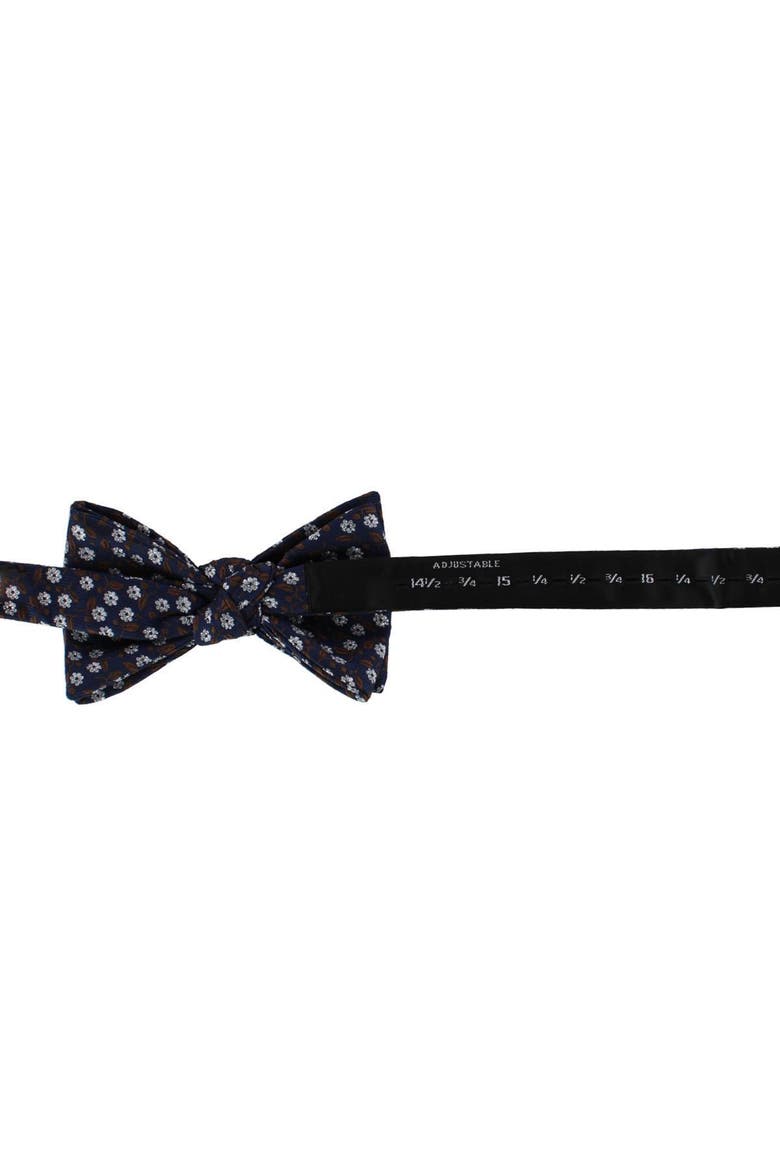 Metallic Flowers and Leaves Bowtie, Alternate, color, Brown