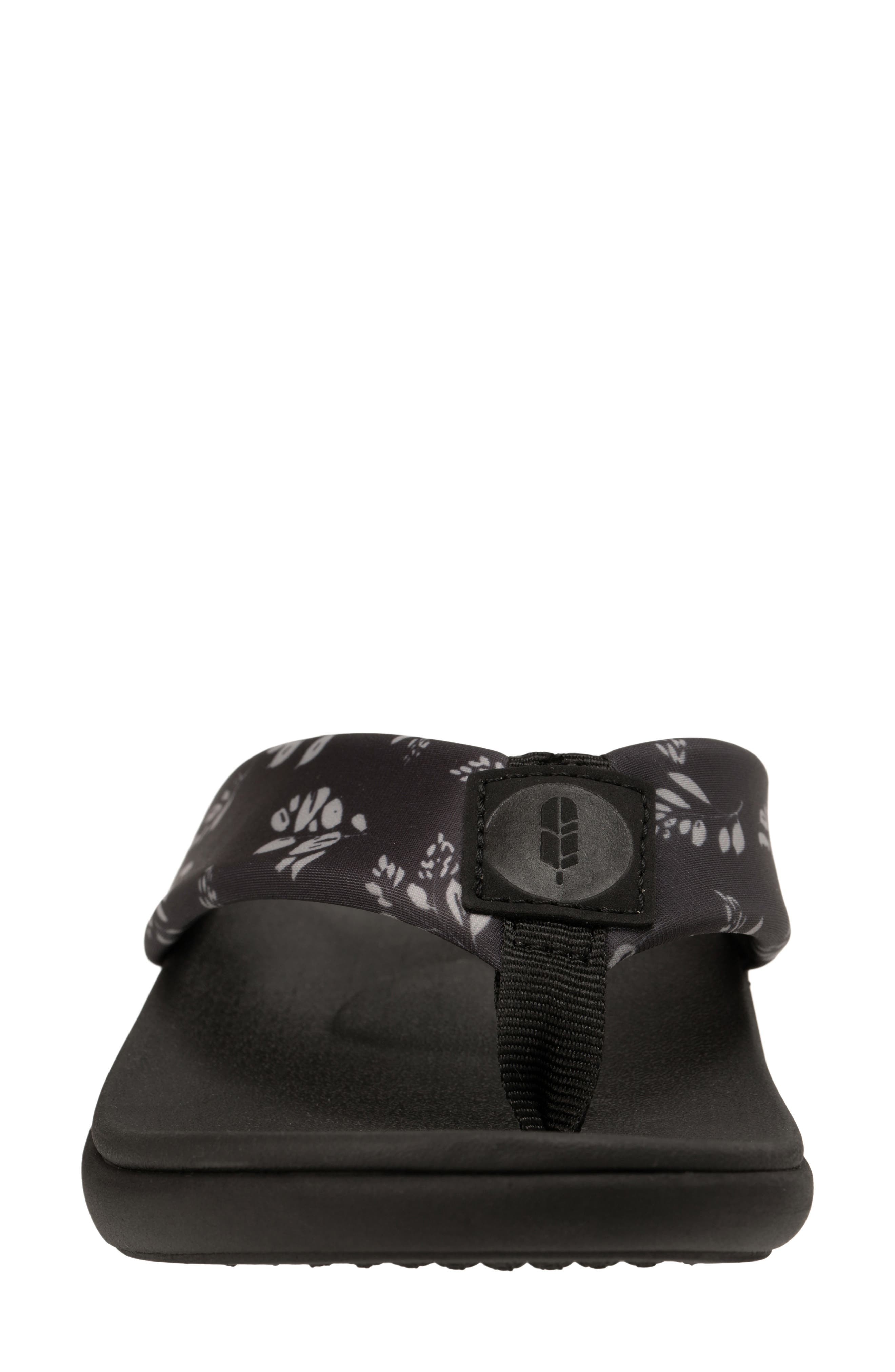 Dahlia Botanical Orthotic Flip Flop, Alternate, color, BLACK