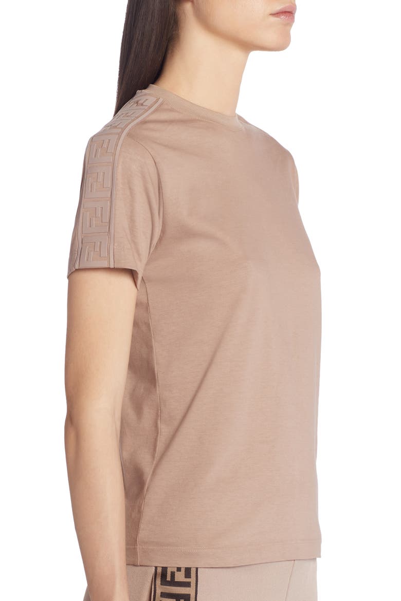 FF Logo Wool, Silk & Cashmere Tee, Alternate, color, BEIGE