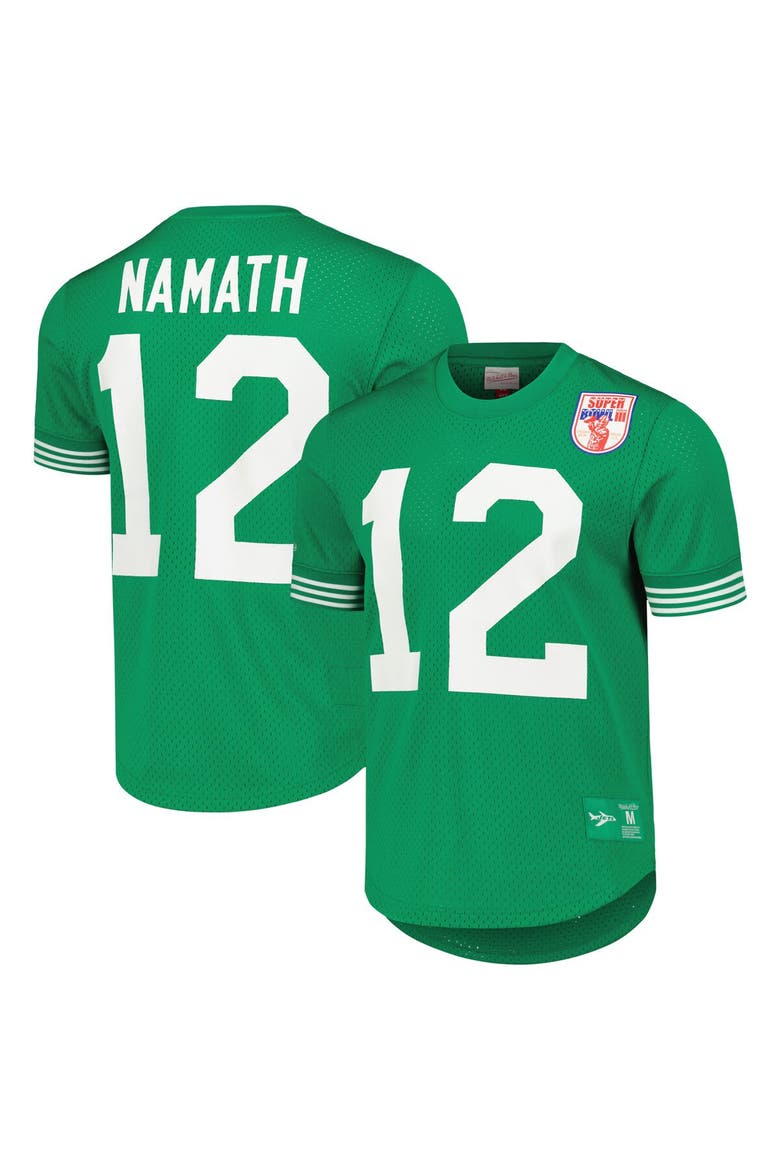 Men's Mitchell & Ness Joe Namath Kelly Green New York Jets Retired Player Name & Number Mesh Top, Main, color, Kelly Green
