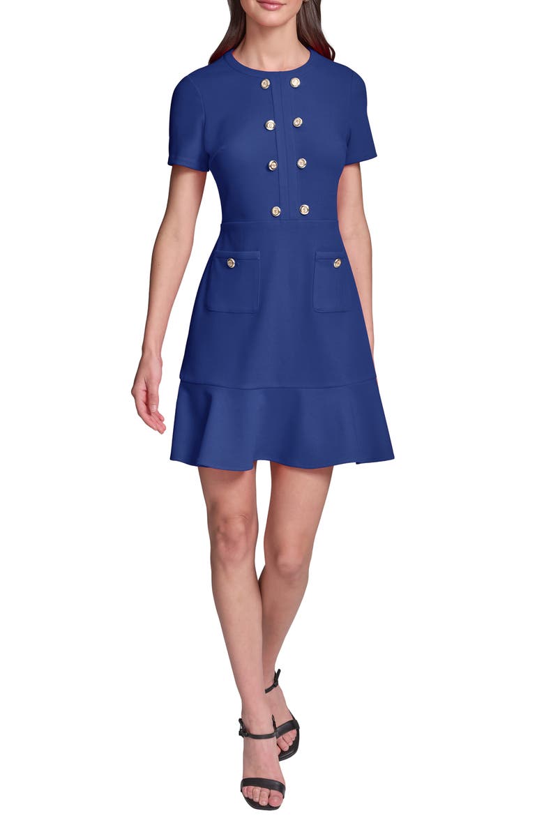 Scuba Crepe A-Line Dress, Main, color, MARITIME