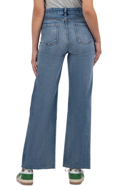 Kut From The Kloth Meg Fab Ab High Waist Raw Hem Ankle Wide Leg Jeans In Optimism Blue