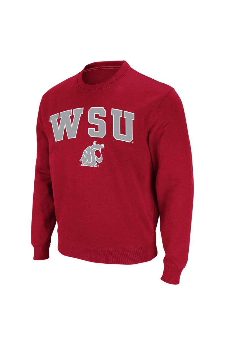 COLOSSEUM Men's Colosseum Crimson Washington State Cougars Arch & Logo Crew Neck Sweatshirt, Alternate, color, Crimson