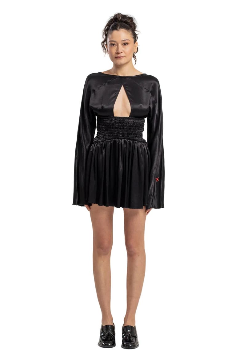 Long Sleeve Mini Dress, Alternate, color, BLACK