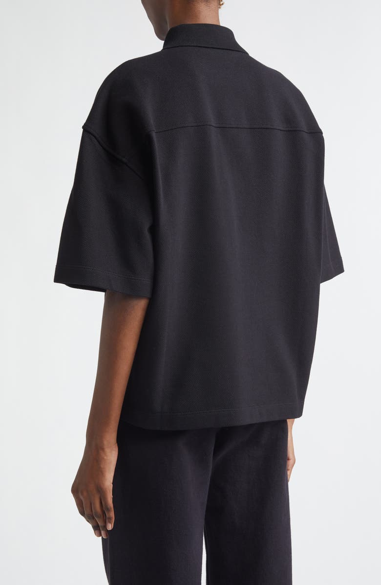 Saint Laurent Embroidered Cotton Piqué Polo, Alternate, color, Noir