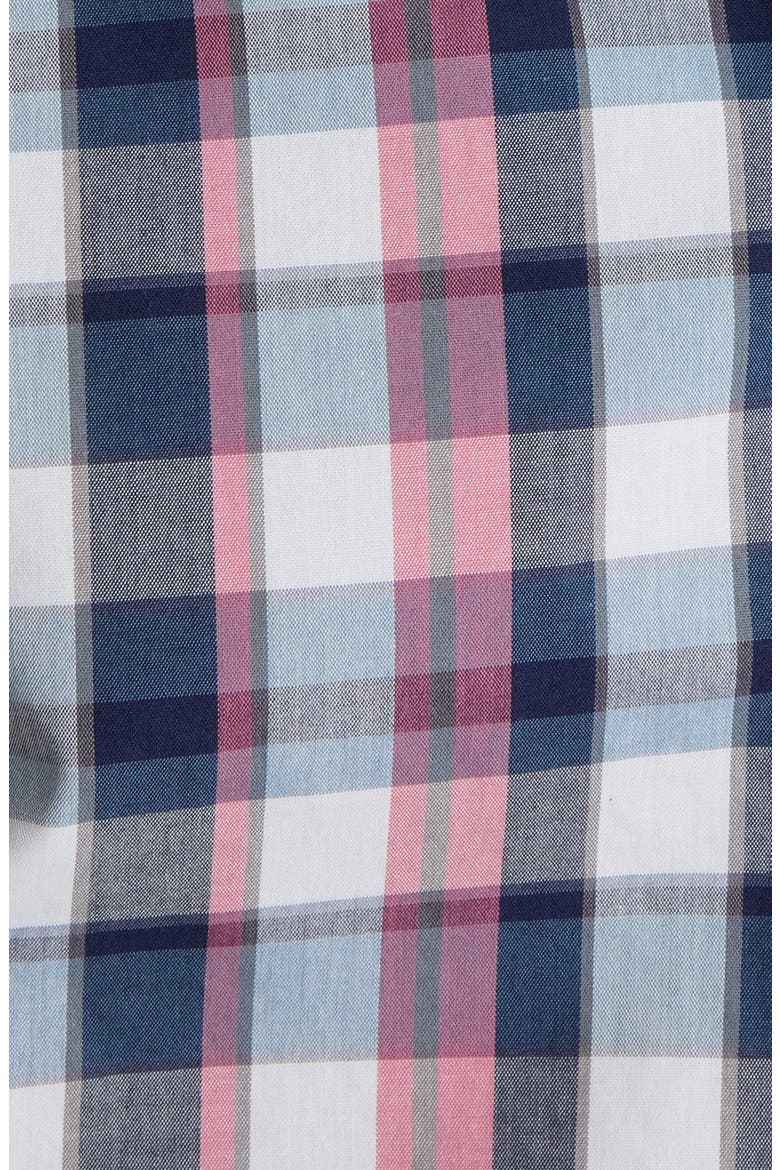 Schwarz Regular Fit Plaid Wrinkle Free Cotton Button-Down Shirt, Alternate, color, DARK BLUE WHITE RED