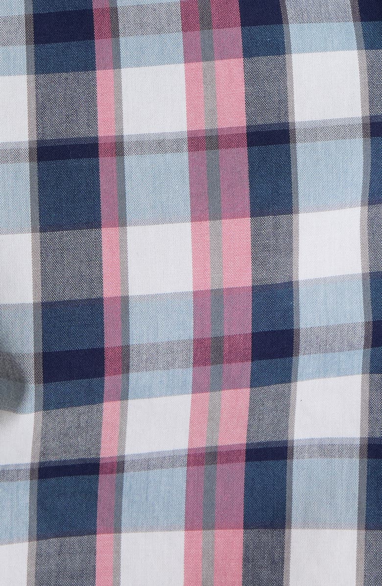 UNTUCKit Schwarz Regular Fit Plaid Wrinkle Free Cotton Button-Down Shirt, Alternate, color, Dark Blue White Red