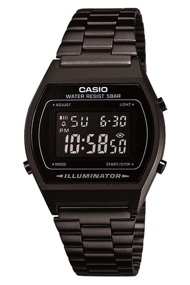 Vintage Black Digital Bracelet Watch, 38.9mm x 35mm, Main, color, BLACK