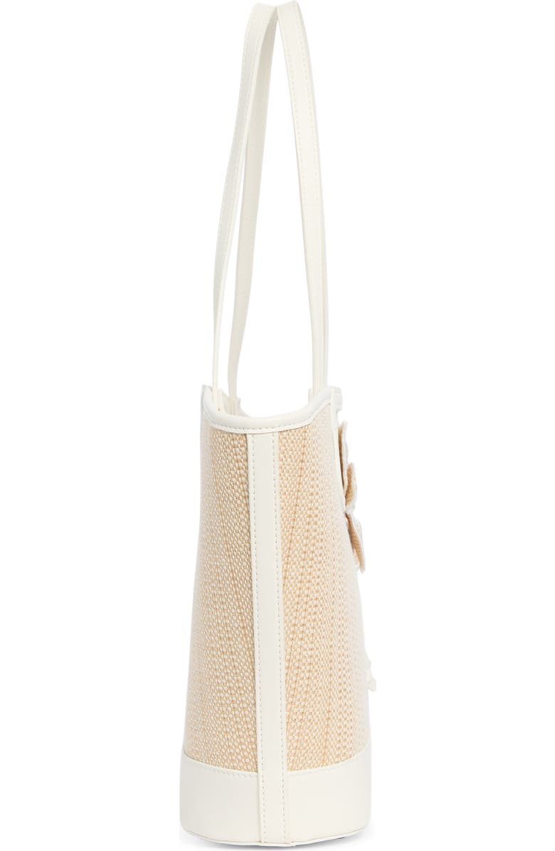 Anne Klein Floral Beaded Woven Tote, Alternate, color, Vanilla