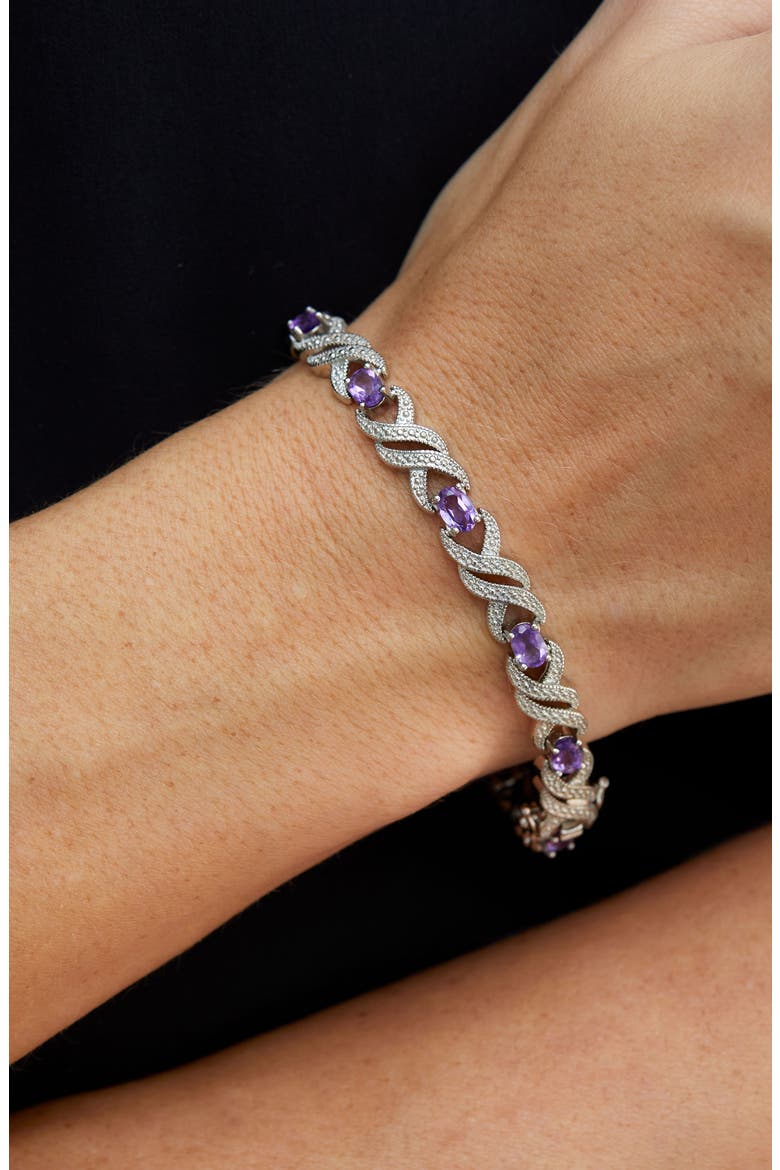 Diamond & Amethyst Bracelet, Alternate, color, AMETHYST/ SILVER