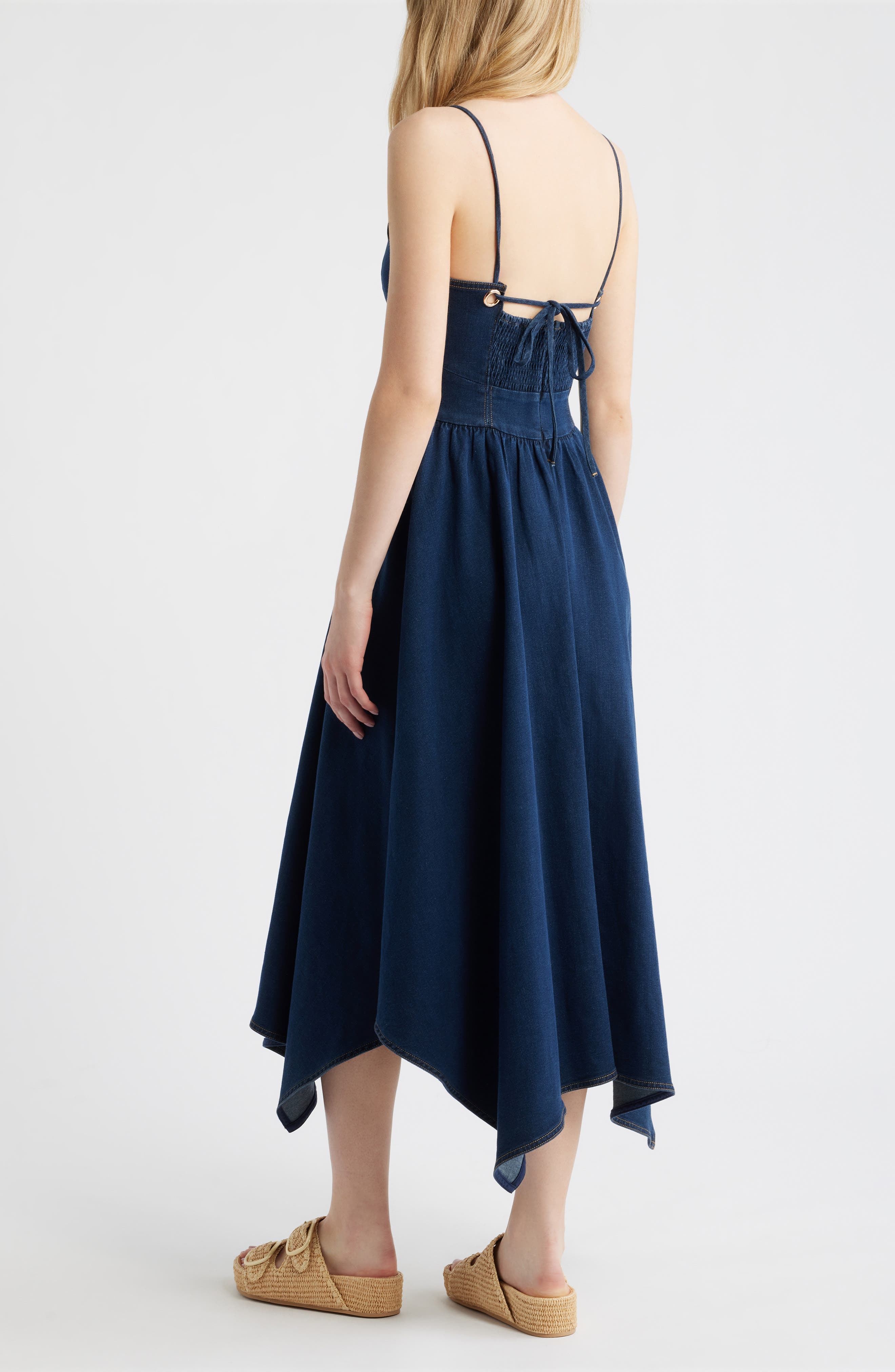 Handkerchief Hem Denim Dress - image 2