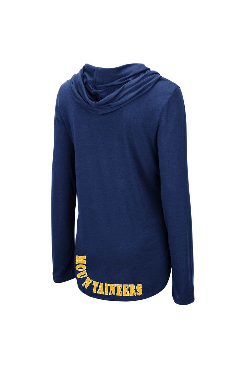 Women's Colosseum Navy West Virginia Mountaineers My Lover Lightweight Hooded Long Sleeve T-Shirt, Alternate, color, Navy