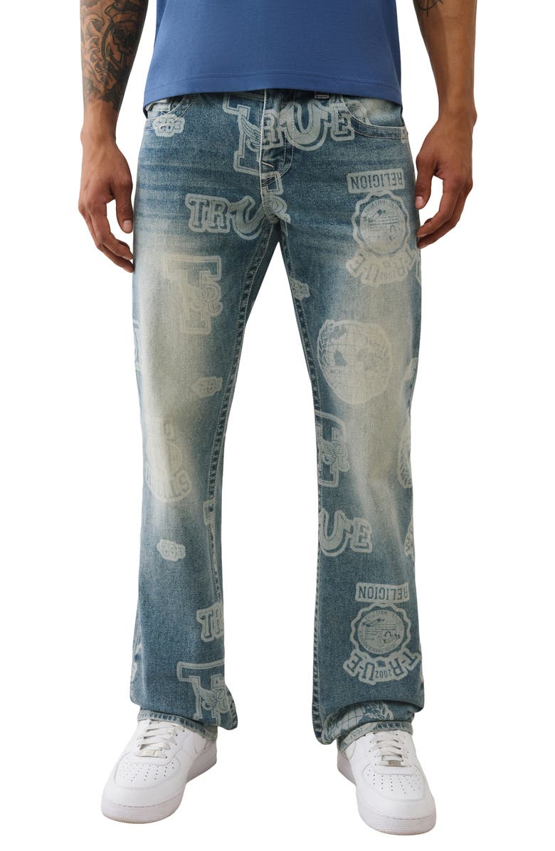 True Religion Ricky AOP Button Flap Straighjt Jeans, Main, color,