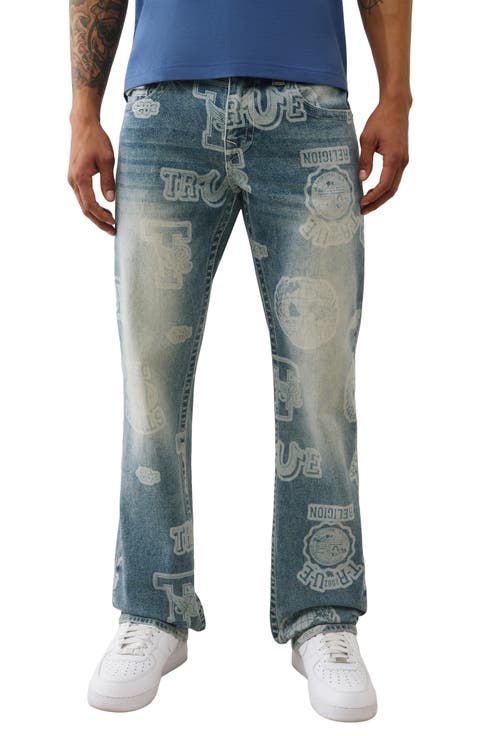 Ricky AOP Button Flap Straighjt Jeans (Gridiron Blue Medium Wash) (Regular & Big)