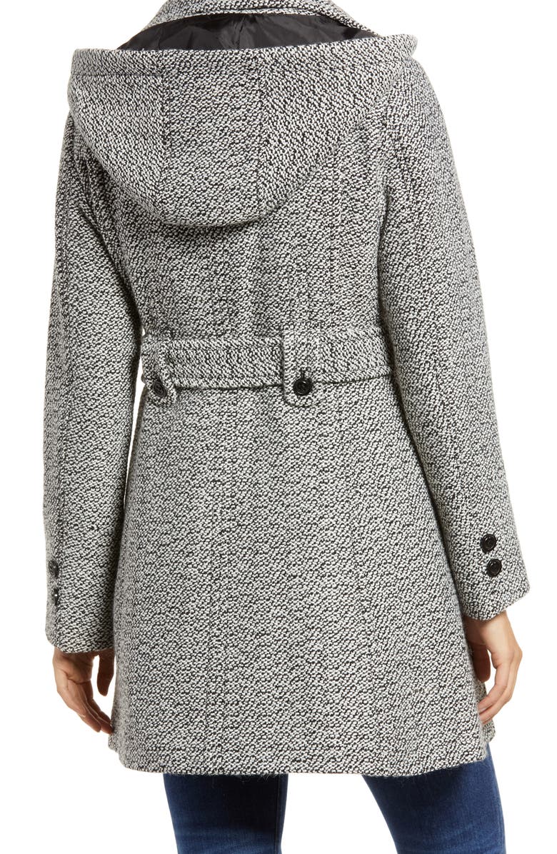Gallery Belted Tweed Coat with Hood, Alternate, color, 