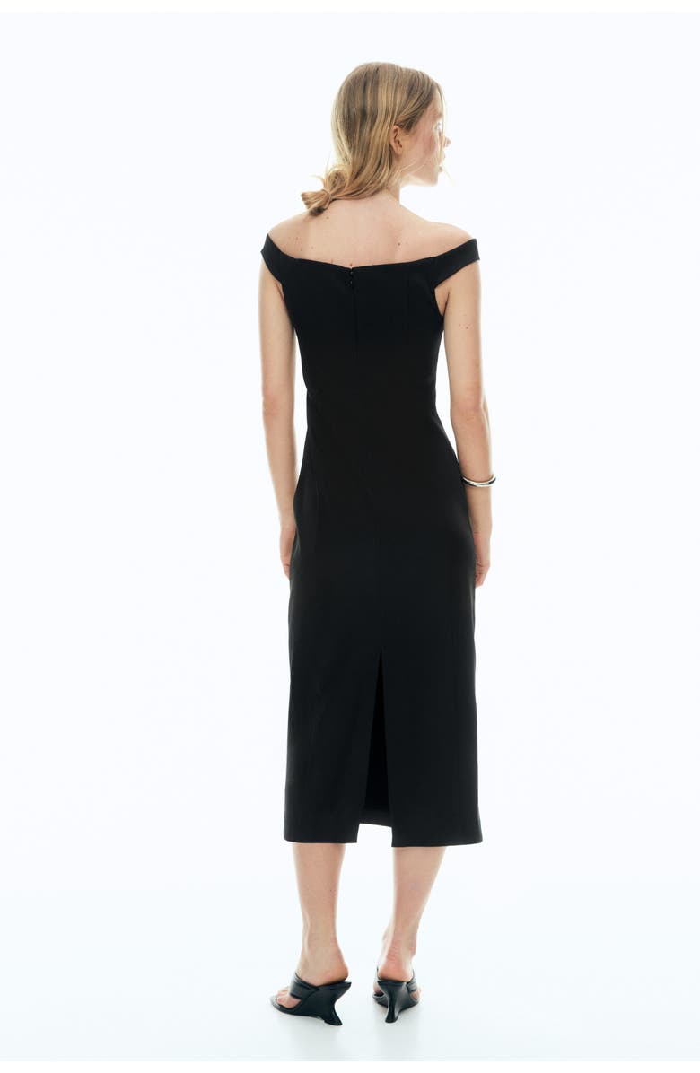 H&M Fitted Off-the-shoulder Dress, Alternate, color, Black