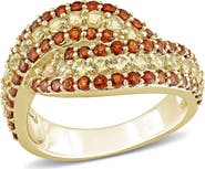 DELMAR Garnet & Citrine Crossover Ring