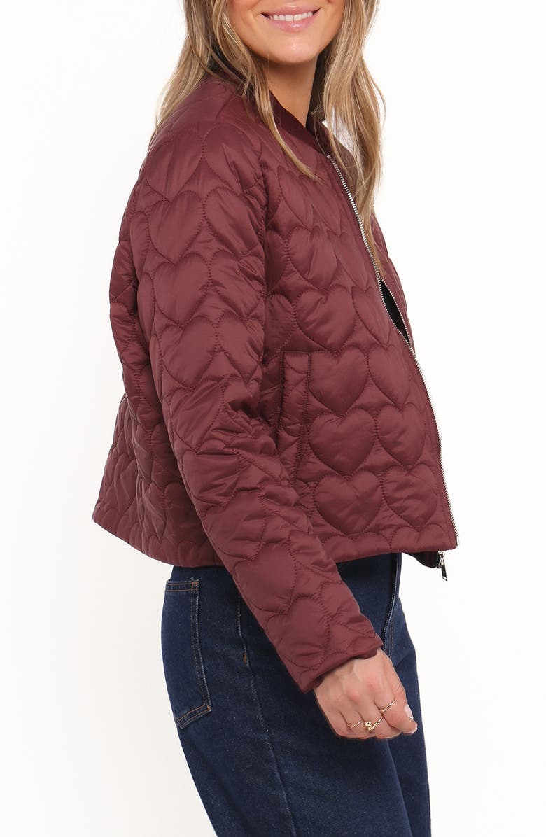 Petal & Pup Genevieve Heart Quilted Bomber Jacket, Alternate, color, Cherry