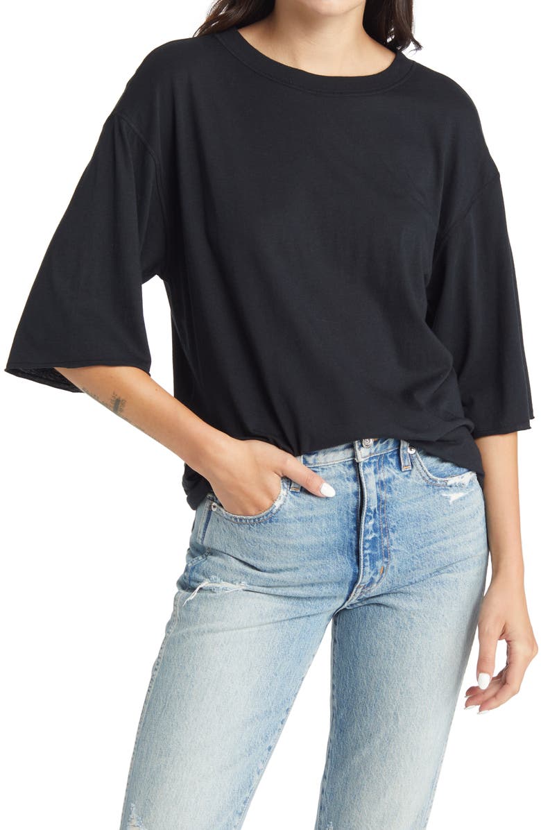 Treasure & Bond Women's Contrast Stitch Oversize Organic Cotton Blend T-Shirt, Main, color, 