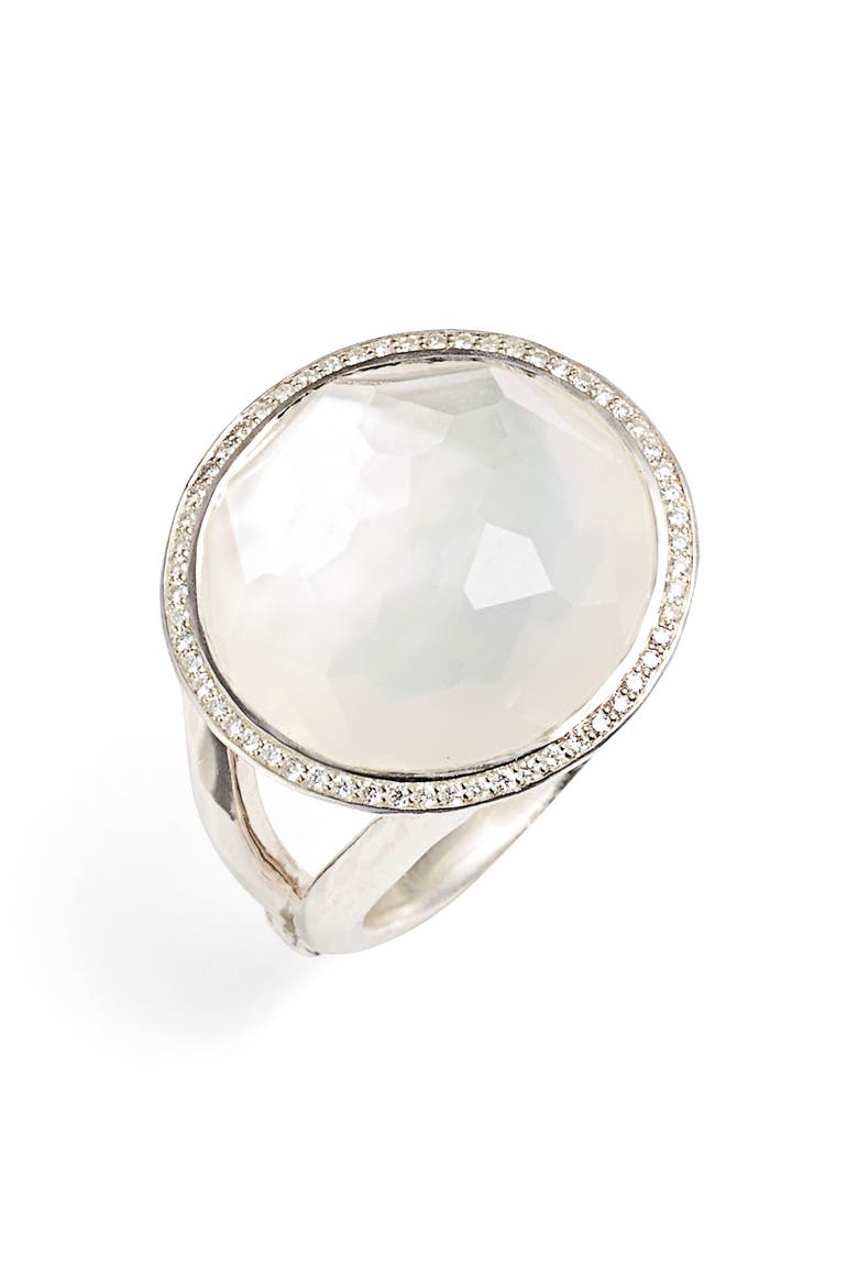 Stella - Lollipop Cocktail Ring, Main, color, SILVER/ MOTHER OF PEARL