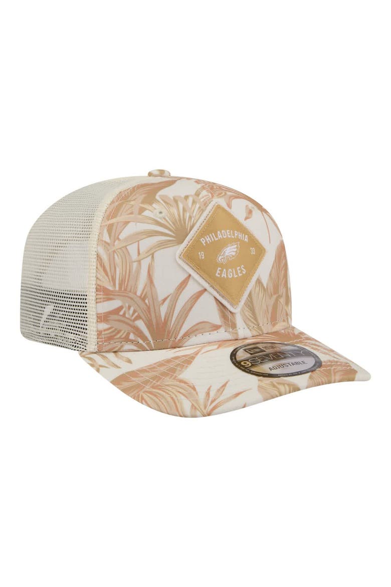 Men's New Era  Tan Philadelphia Eagles Tonal Palm COOLERA 9SEVENTY Adjustable Trucker Hat, Alternate, color, Tan