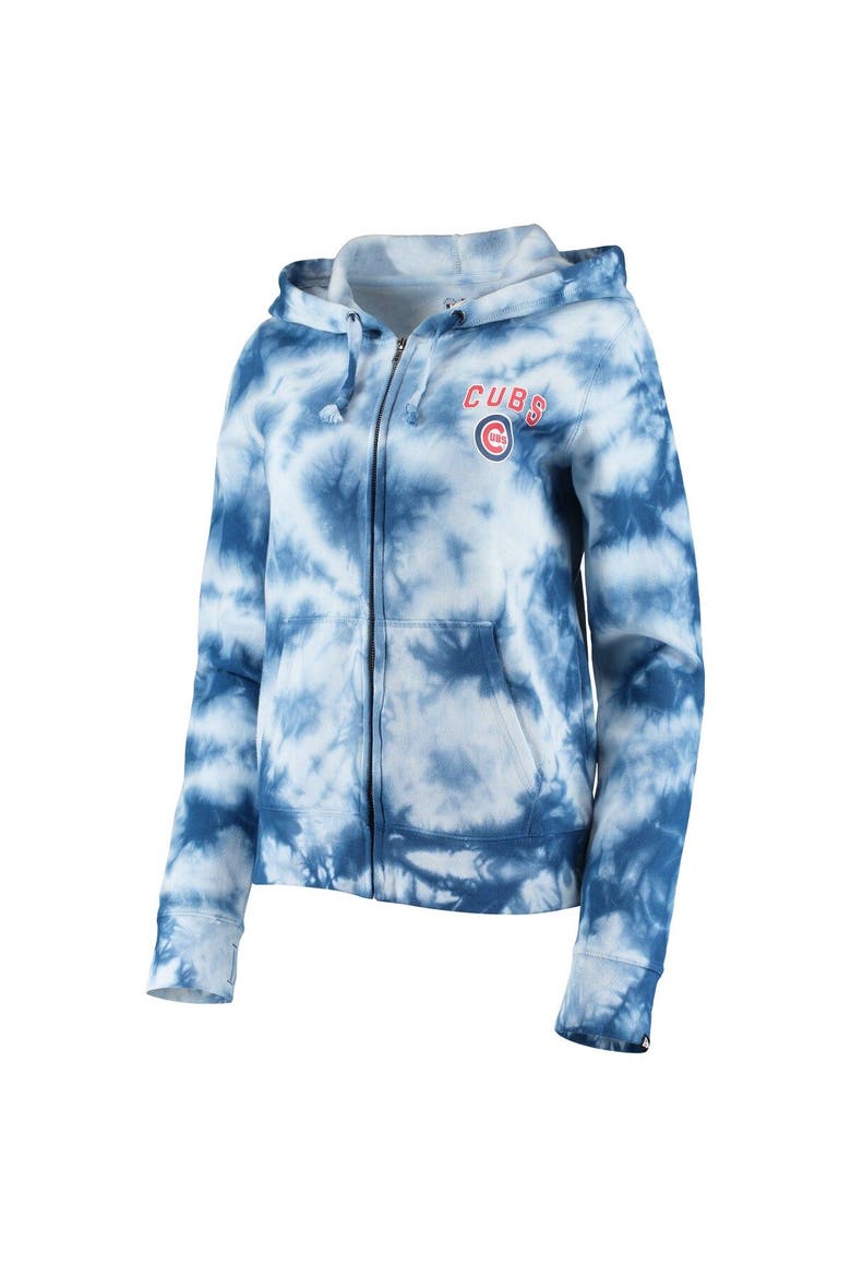 Women's New Era Royal Chicago Cubs Tie-Dye Fleece Full-Zip Hoodie, Alternate, color, Royal