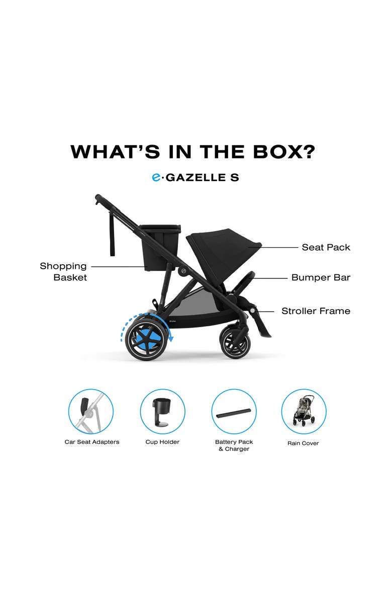 CYBEX e-Gazelle S Stroller, Alternate, color, Black/ Moon Black