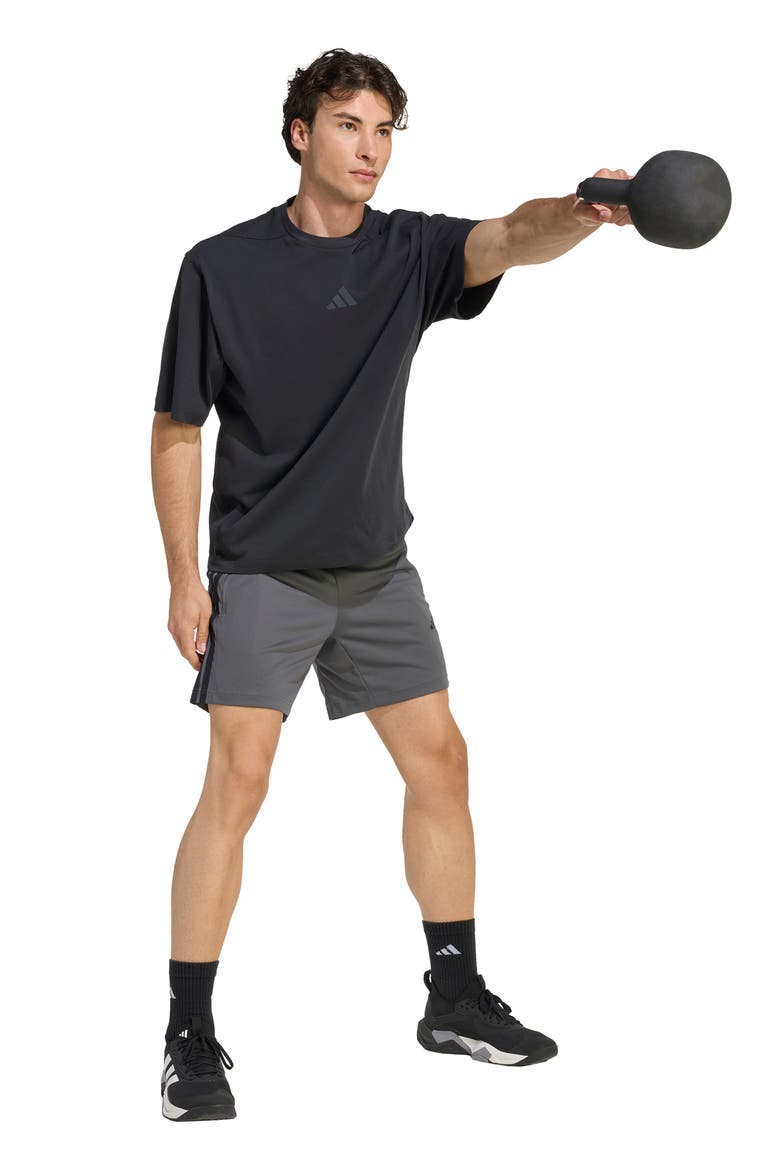 Essentials 3-Stripes Shorts, Alternate, color, GREY FIVE/ BLACK