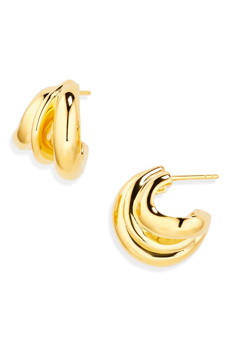 Dollop Hoop Earrings, Main, color, 18CT GOLD PLATED