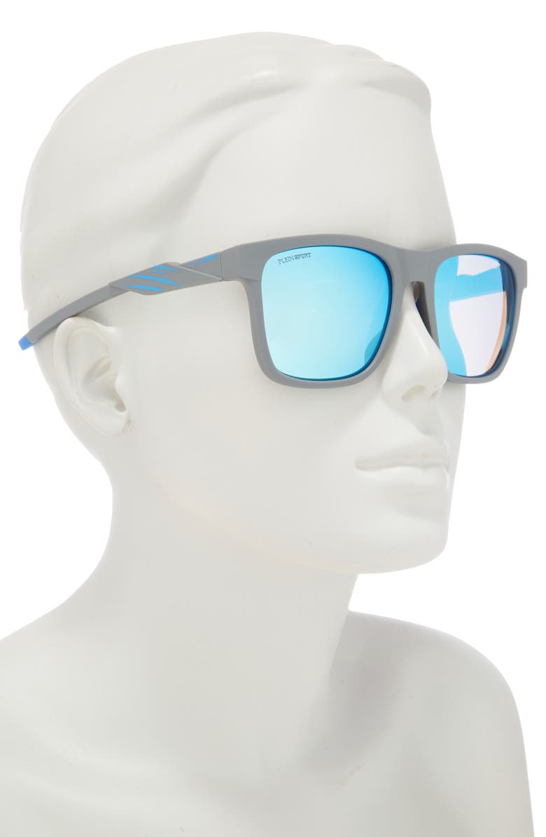 PHILIPP PLEIN Sport 56mm Square Sunglasses, Alternate, color, Grey Grey Blue