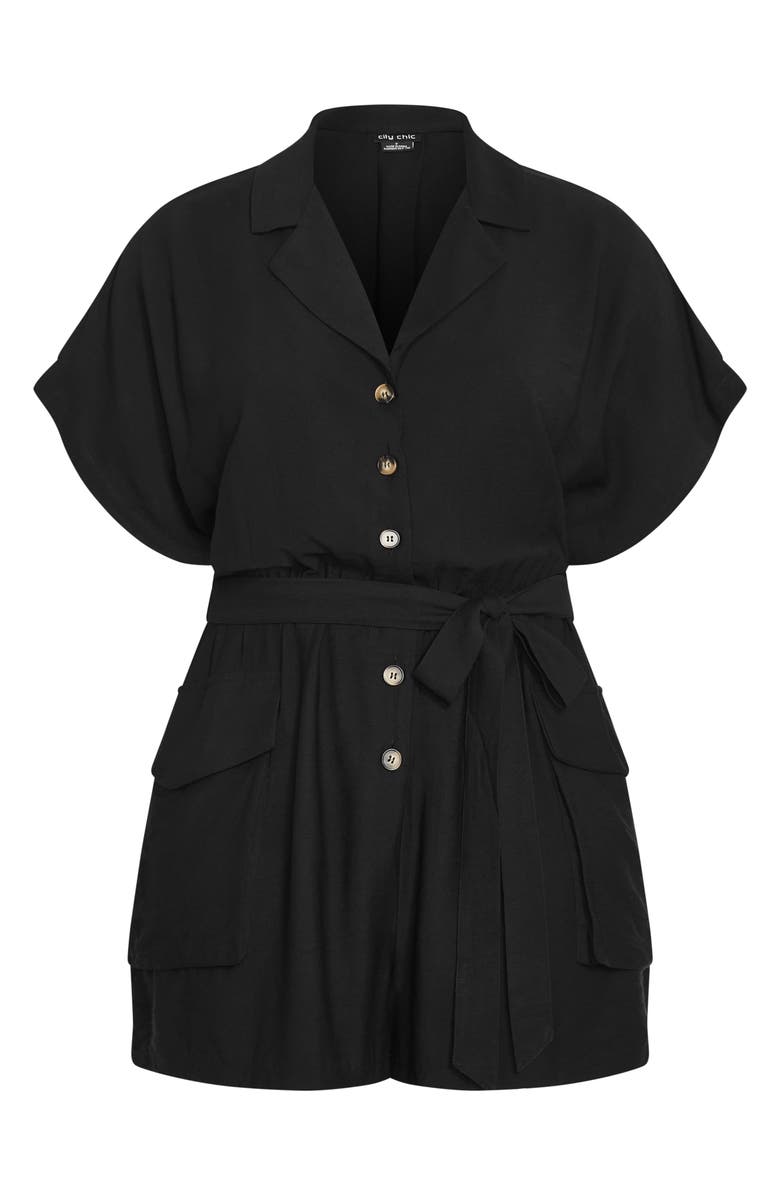 City Chic Jade Short Sleeve Playsuit, Alternate, color, Black