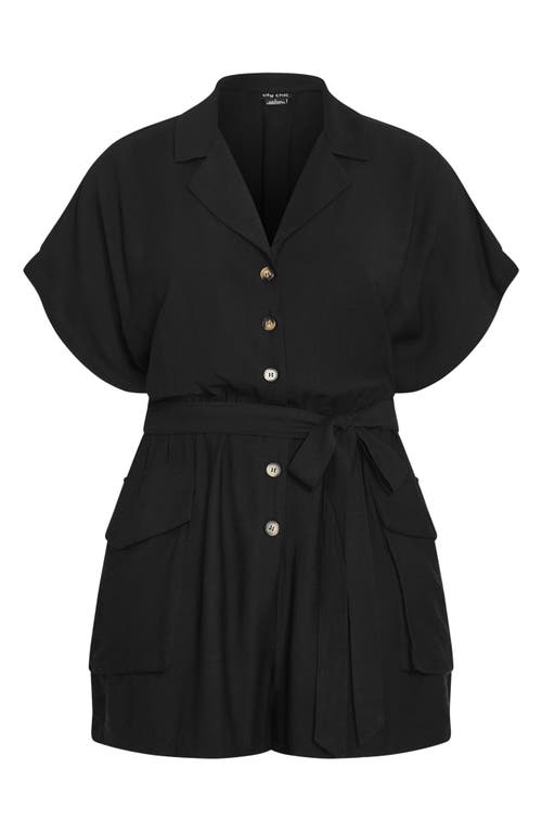 City Chic Jade Short Sleeve Playsuit In Black