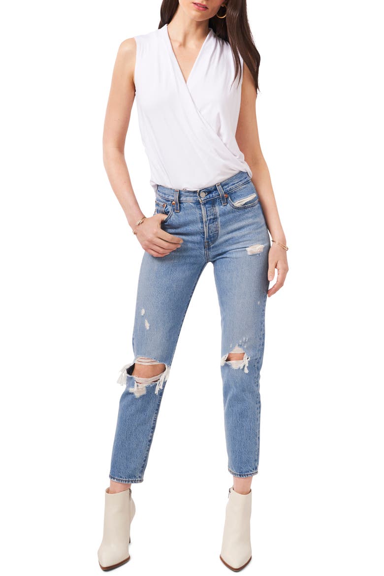 Surplice Sleeveless Top, Alternate, color, ULTRA WHITE