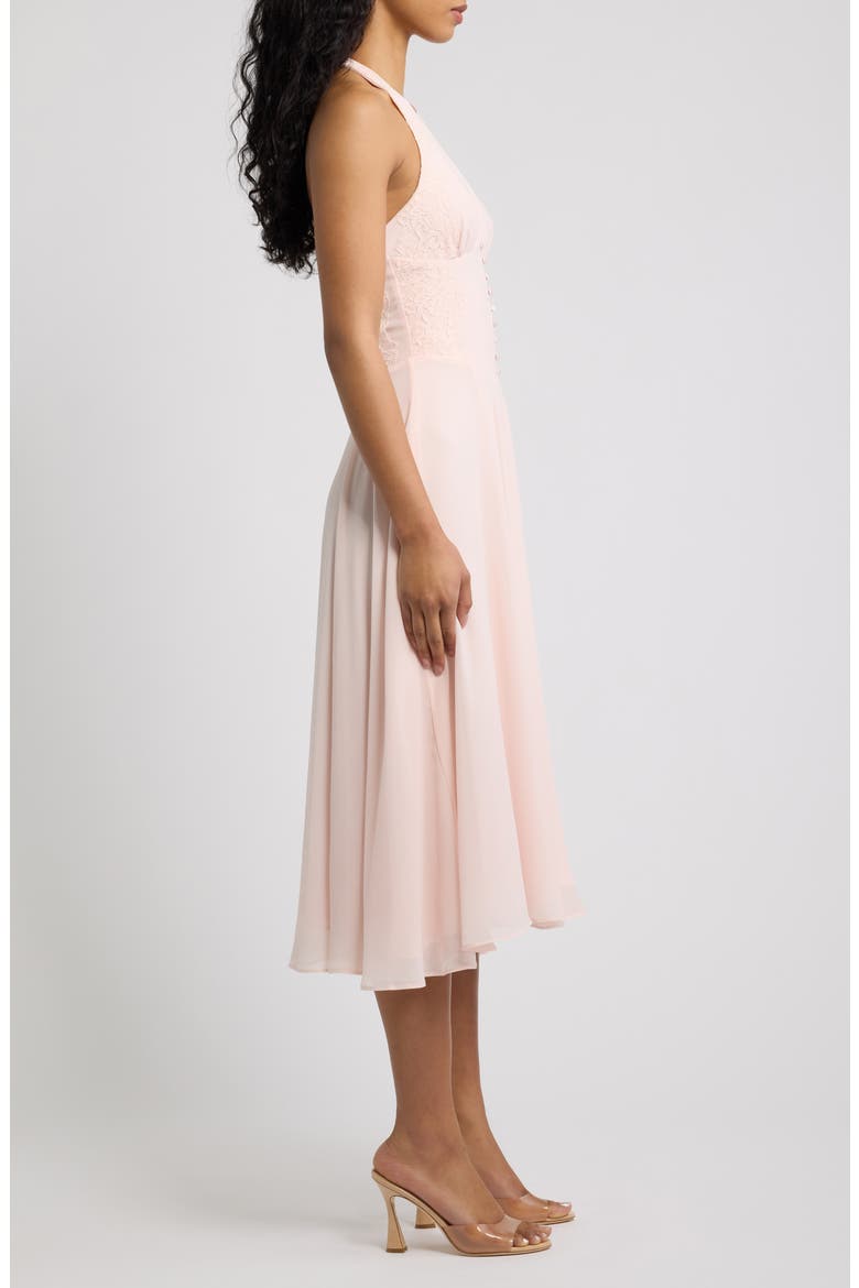 Coco Pink Georgette Lace Fit & Flare Midi Dress, Alternate, color, PINK
