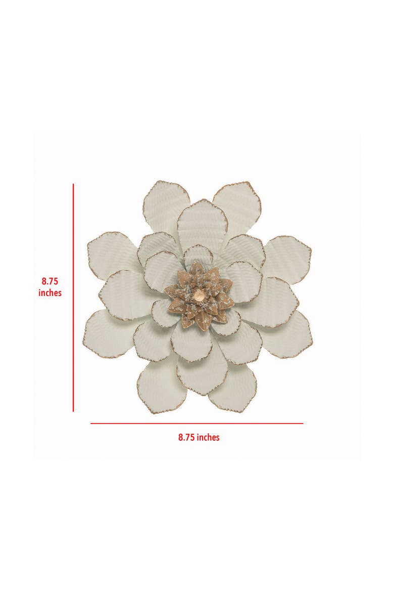 8.75 x 8.75 inch White Metal Layered Flower Wall Décor, Alternate, color, White